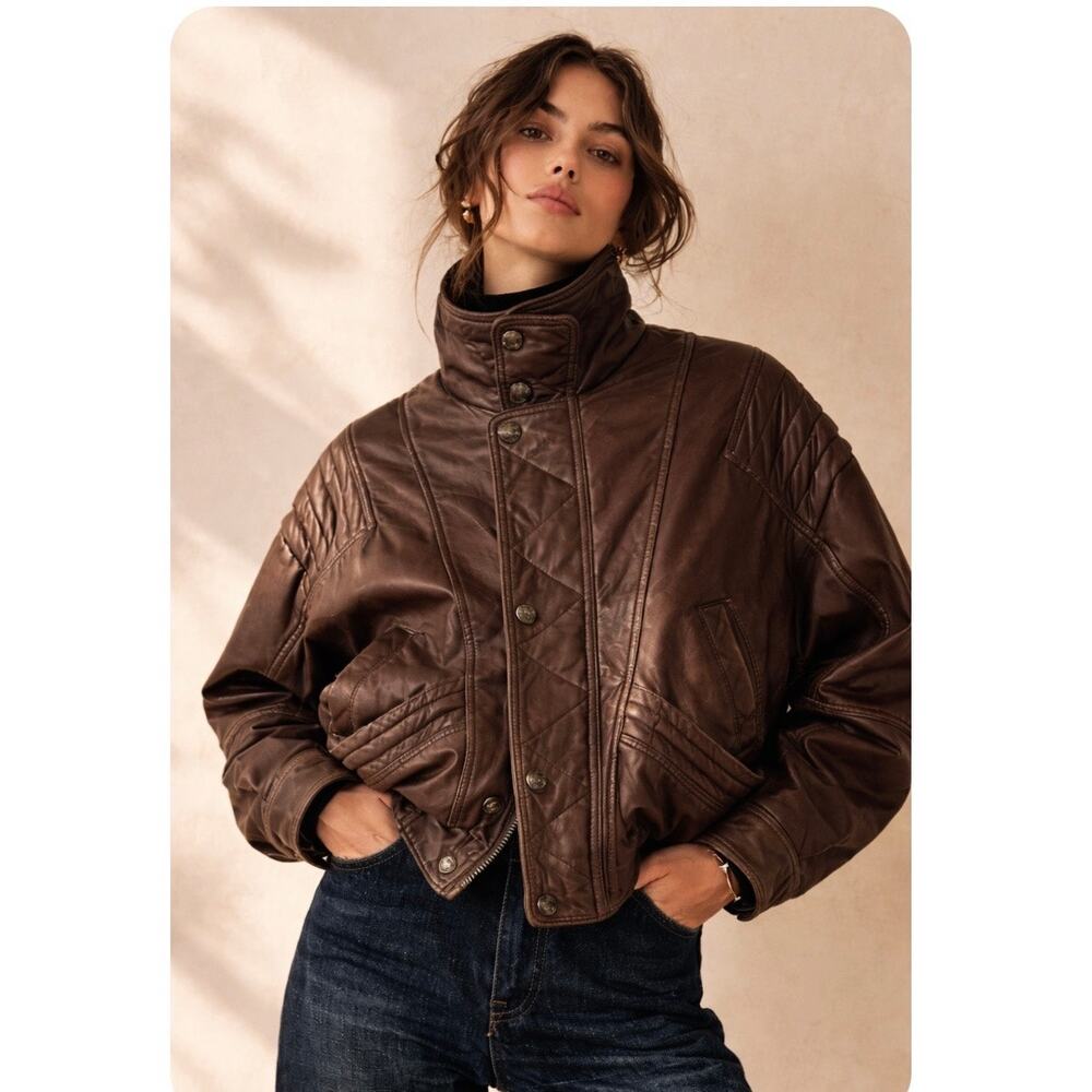 Vintage City Streets Genuine Leather
Chocolate Brown Oversized Bomber Coat